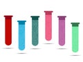 Tubes with colored liquids on a white background. Vials of vaccine, analyzes and viruses. Royalty Free Stock Photo