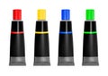 Tubes of paint in different colors.Vector illustration. Royalty Free Stock Photo