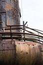 Tubes, pipes, and walkway, rust patina, urban industrial architecture Royalty Free Stock Photo