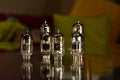 Tubes used in guitar amplifiers. Vacuum electron tubes ECC83 - 12AX7 and EL84 type. Royalty Free Stock Photo