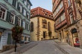 TUBINGEN, GERMANY - AUGUST 30, 2019: Medieval street in Tubingen, Germa