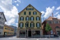 TUBINGEN/GERMANY-JULY 29 2018: a classic-style cafe in one corner of the city of Tubingen. This cafe provides benches outside the Royalty Free Stock Photo