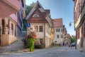 Tubingen, Germany, September 19, 2020: Colorful street in the ol