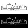 Tubingen skyline. Linear style.