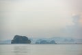 Tubkaak Beach, Krabi Province, Thailand. The sea view, islands and clouds reflecting the water