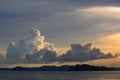 Views of islands, sea and mountains in the evening The sky and clouds are very beautiful Royalty Free Stock Photo