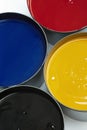 Tubs of process printing inks Royalty Free Stock Photo