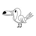 Tucan exotic bird animal cartoon in black and white