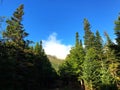 Tuckerman Ravine trail mountain range with fog