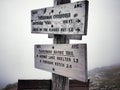 Tuckerman Ravine trail wooden route marker guidepost