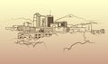 Simple vector illustration of downtown Tucson, Arizona skyline Royalty Free Stock Photo