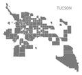 Tucson Arizona city map with neighborhoods grey illustration silhouette shape Royalty Free Stock Photo