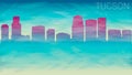 Tucson Arizona City Skyline Silhouette. Broken Glass Abstract Geometric Dynamic Textured. Banner Background. Colorful Shape Compos