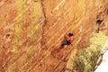 Woman Lead Rock Climbing a Hoodoo in Arizona Royalty Free Stock Photo