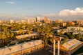 Hotel Tucson City Center with skyline in distance, aerial