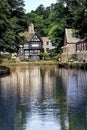 Tudor building at canal in Worsley, England