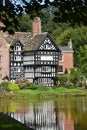 Tudor building at canal in Worsley, England
