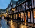 Tudor style buildings captured at dusk in the city of York, UK