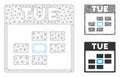 Tuesday Calendar Grid Vector Mesh Carcass Model and Triangle Mosaic Icon