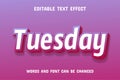 Tuesday text - editable gradient text effect Royalty Free Stock Photo