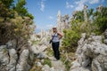 Tufa tower formations at Mono Lake in California`s eastern Sierra, located off of US-395 Royalty Free Stock Photo