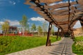 Tufeleva roscha architecture park in Moscow. Summer day at landscape park walk Royalty Free Stock Photo