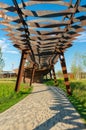 Tufeleva roscha architecture park in Moscow. Summer day at landscape park walk