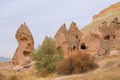 Cappadocia tuff formations landscape at cloudy day Royalty Free Stock Photo