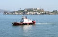 Tug Boat by the Alcatraz Island in San Francisco, California