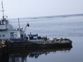 The Tug boat floats on the river Royalty Free Stock Photo