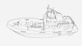 Tug Boat hand drawn perspective view Royalty Free Stock Photo