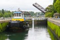 Tug boat Pacific Titan in the large Ballard Lock in Seattle