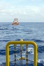 Tug boat towing a construction work barge Royalty Free Stock Photo