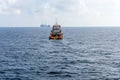 Tug boat towing a construction work barge Royalty Free Stock Photo