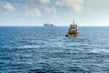 Tug boat towing a construction work barge Royalty Free Stock Photo