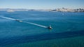 Tug boat tows a barge in the San Francisco Bay