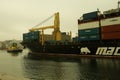 Container ship entering in Matosinhos harbor