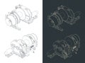 Tug boat winch isometric drawings Royalty Free Stock Photo