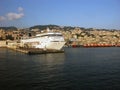 Tug boats and ferry boat in Genoa harbour Royalty Free Stock Photo