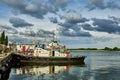 Tug boats on a river Dnieper Royalty Free Stock Photo