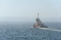 Tug Iona McAlister leaving New Bedford in fog Royalty Free Stock Photo