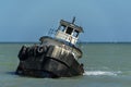 Tug ship boat wreck near the beach Royalty Free Stock Photo