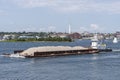 Tug Thuban pushing barge across New Bedford inner harbor