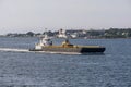 Tug Thuban pushing equipment barge in New Bedford outer harbor