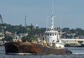 Tug Thuban pushing fuel barge in New Bedford harbor
