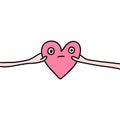 Tug of war with heart love symbol hand drawn vector illustration Royalty Free Stock Photo