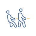 Tug of war icon. Competition, challenge, teamwork, strength, partnership. Vector thin line illustration. Editable stroke Royalty Free Stock Photo
