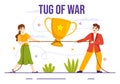 Tug of war Vector Illustration with People Pulling Opposite Ends of Rope on Business Competition in Flat Cartoon Hand Drawn Royalty Free Stock Photo