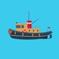 Tugboat on blue background