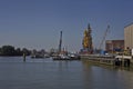 Tugboat in harbor quayside Royalty Free Stock Photo